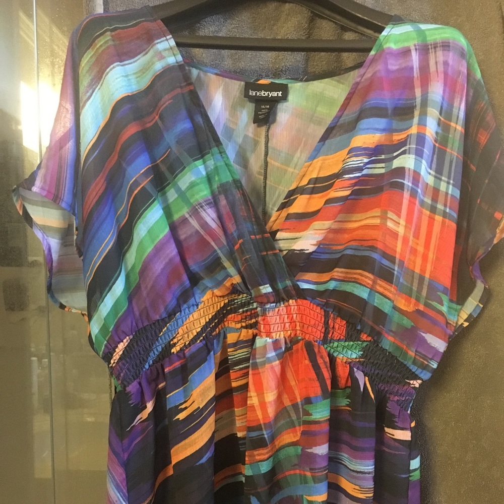 Lane Bryant size 14/16 Sheer multi-colored blouse.